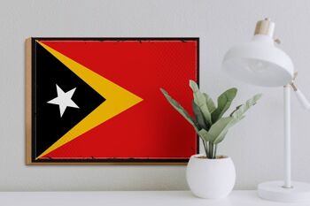 Panneau en bois drapeau du Timor oriental 40x30cm, drapeau rétro, signe du Timor oriental 3