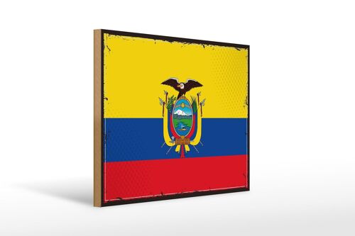 Holzschild Flagge Ecuadors 40x30cm Retro Flag of Ecuador Schild