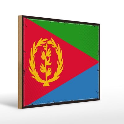 Holzschild Flagge Eritreas 40x30cm Retro Flag of Eritrea Schild