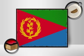 Panneau en bois drapeau de l'Érythrée 40x30cm, drapeau rétro de l'érythrée 2