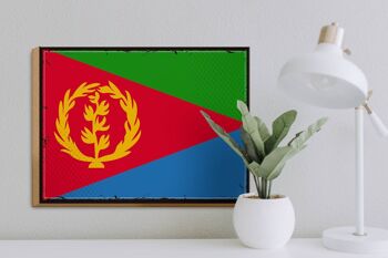 Panneau en bois drapeau de l'Érythrée 40x30cm, drapeau rétro de l'érythrée 3