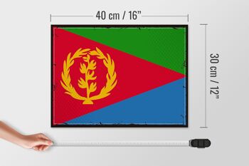 Panneau en bois drapeau de l'Érythrée 40x30cm, drapeau rétro de l'érythrée 4
