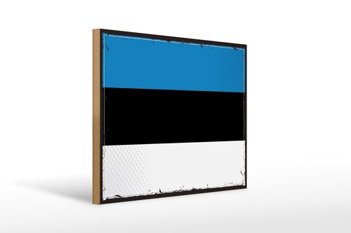Holzschild Flagge Estlands 40x30cm Retro Flag of Estonia Schild