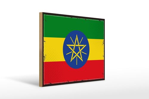 Holzschild Flagge Äthiopiens 40x30cm Retro Flag Ethiopia Schild