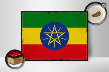 Panneau en bois drapeau de l'Éthiopie 40x30cm, drapeau rétro, signe de l'Éthiopie 2