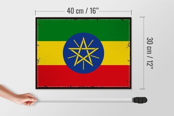 Panneau en bois drapeau de l'Éthiopie 40x30cm, drapeau rétro, signe de l'Éthiopie 4