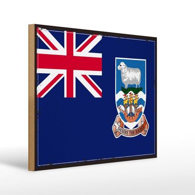 Letrero de madera con bandera de las Islas Malvinas, 40x30cm, cartel decorativo con bandera Retro