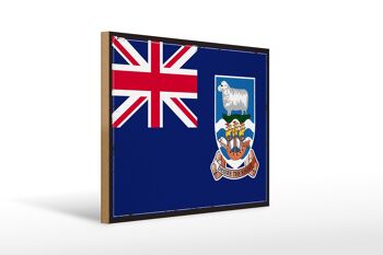 Panneau en bois drapeau des îles Falkland, 40x30cm, drapeau rétro, panneau décoratif 1
