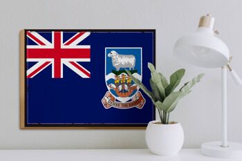 Panneau en bois drapeau des îles Falkland, 40x30cm, drapeau rétro, panneau décoratif 3