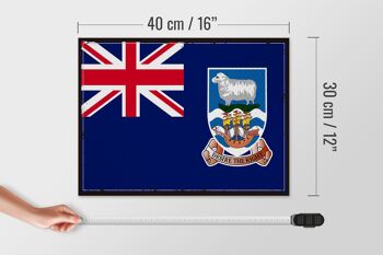 Panneau en bois drapeau des îles Falkland, 40x30cm, drapeau rétro, panneau décoratif 4