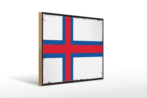 Holzschild Flagge Färöer 40x30cm Retro Flag Faroe Islands Schild