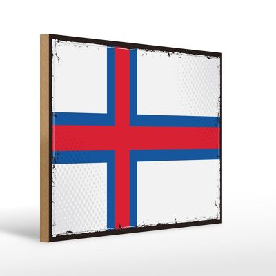 Holzschild Flagge Färöer 40x30cm Retro Flag Faroe Islands Schild