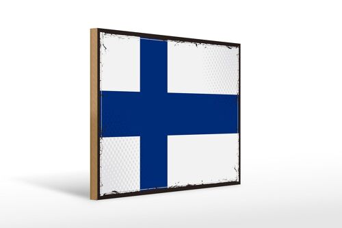 Holzschild Flagge Finnlands 40x30cm Retro Flag of Finland Schild