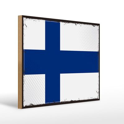 Cartel de madera Bandera de Finlandia 40x30cm Cartel Retro Bandera de Finlandia