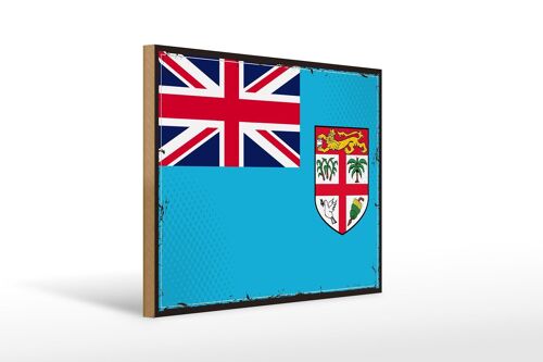 Holzschild Flagge Fidschis 40x30cm Retro Flag of Fiji Deko Schild