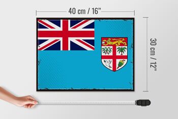 Panneau en bois drapeau des Fidji 40x30cm, drapeau rétro des Fidji, panneau décoratif 4