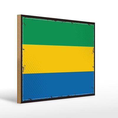 Cartello in legno Bandiera del Gabon 40x30 cm Cartello decorativo con bandiera retrò del Gabon