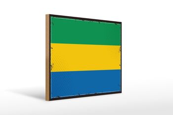 Panneau en bois drapeau du Gabon 40x30cm, drapeau rétro du Gabon, panneau décoratif 1
