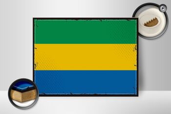 Panneau en bois drapeau du Gabon 40x30cm, drapeau rétro du Gabon, panneau décoratif 2