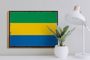 Panneau en bois drapeau du Gabon 40x30cm, drapeau rétro du Gabon, panneau décoratif 3