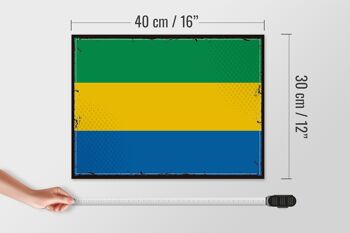 Panneau en bois drapeau du Gabon 40x30cm, drapeau rétro du Gabon, panneau décoratif 4