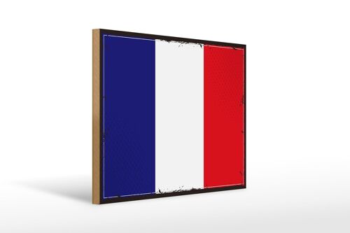 Holzschild Flagge Frankreichs 40x30cm Retro Flag of France Schild