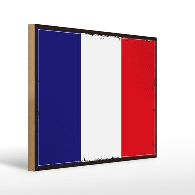 Cartel de madera Bandera de Francia 40x30cm Cartel Retro Bandera de Francia