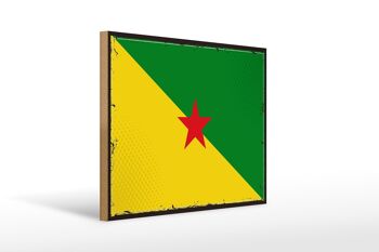 Panneau en bois drapeau français ?Panneau drapeau rétro Guyane, 40x30cm 1