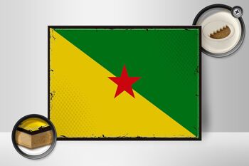 Panneau en bois drapeau français ?Panneau drapeau rétro Guyane, 40x30cm 2