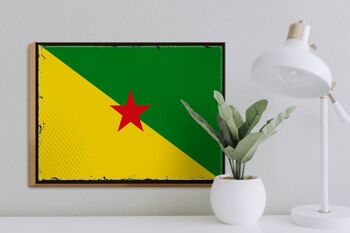 Panneau en bois drapeau français ?Panneau drapeau rétro Guyane, 40x30cm 3