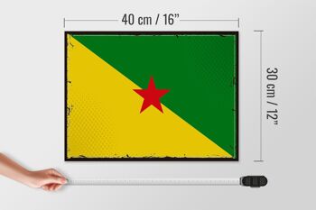 Panneau en bois drapeau français ?Panneau drapeau rétro Guyane, 40x30cm 4