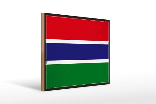 Holzschild Flagge Gambias 40x30cm Retro Flag of the Gambia Schild