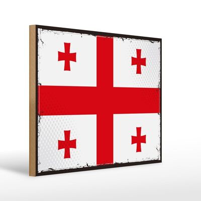 Cartello in legno Bandiera della Georgia 40x30 cm Cartello retrò con bandiera della Georgia