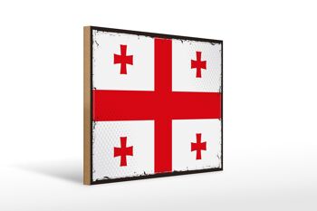 Panneau en bois drapeau de la Géorgie 40x30cm, drapeau rétro de la Géorgie 1