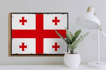 Panneau en bois drapeau de la Géorgie 40x30cm, drapeau rétro de la Géorgie 3