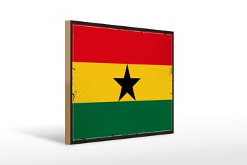 Panneau en bois drapeau du Ghana 40x30cm, drapeau rétro du Ghana, panneau décoratif 1