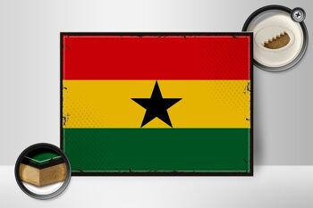Panneau en bois drapeau du Ghana 40x30cm, drapeau rétro du Ghana, panneau décoratif 2