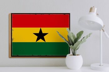 Panneau en bois drapeau du Ghana 40x30cm, drapeau rétro du Ghana, panneau décoratif 3