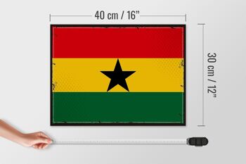 Panneau en bois drapeau du Ghana 40x30cm, drapeau rétro du Ghana, panneau décoratif 4