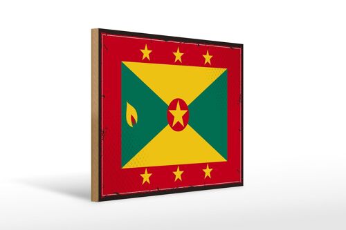 Holzschild Flagge Grenadas 40x30cm Retro Flag of Grenada Schild