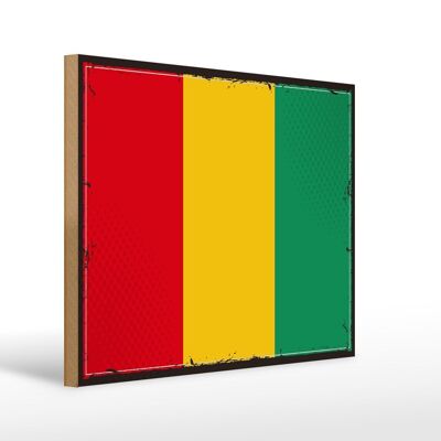 Cartello in legno Bandiera della Guinea 40x30 cm Cartello decorativo con bandiera retrò della Guinea