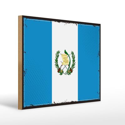 Letrero de madera bandera de Guatemala 40x30cm bandera retro Signo de Guatemala