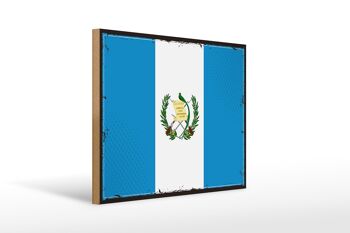 Panneau en bois drapeau du Guatemala 40x30cm drapeau rétro signe du Guatemala 1