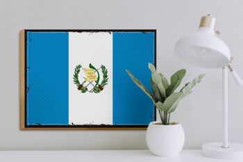 Panneau en bois drapeau du Guatemala 40x30cm drapeau rétro signe du Guatemala 3