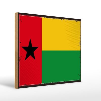 Cartello in legno bandiera della Guinea-Bissau 40x30 cm Cartello decorativo retrò Guinea