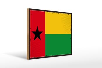 Panneau en bois drapeau de Guinée-Bissau 40x30cm, panneau décoratif rétro de Guinée 1