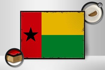 Panneau en bois drapeau de Guinée-Bissau 40x30cm, panneau décoratif rétro de Guinée 2