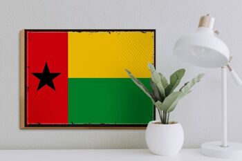 Panneau en bois drapeau de Guinée-Bissau 40x30cm, panneau décoratif rétro de Guinée 3