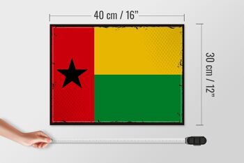 Panneau en bois drapeau de Guinée-Bissau 40x30cm, panneau décoratif rétro de Guinée 4