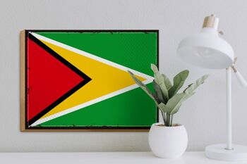Panneau en bois drapeau de Guyane 40x30cm, drapeau rétro de Guyane, panneau décoratif 3